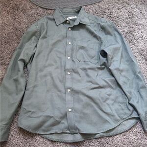 Men's Green Button-Up Shirt Zara casual twill